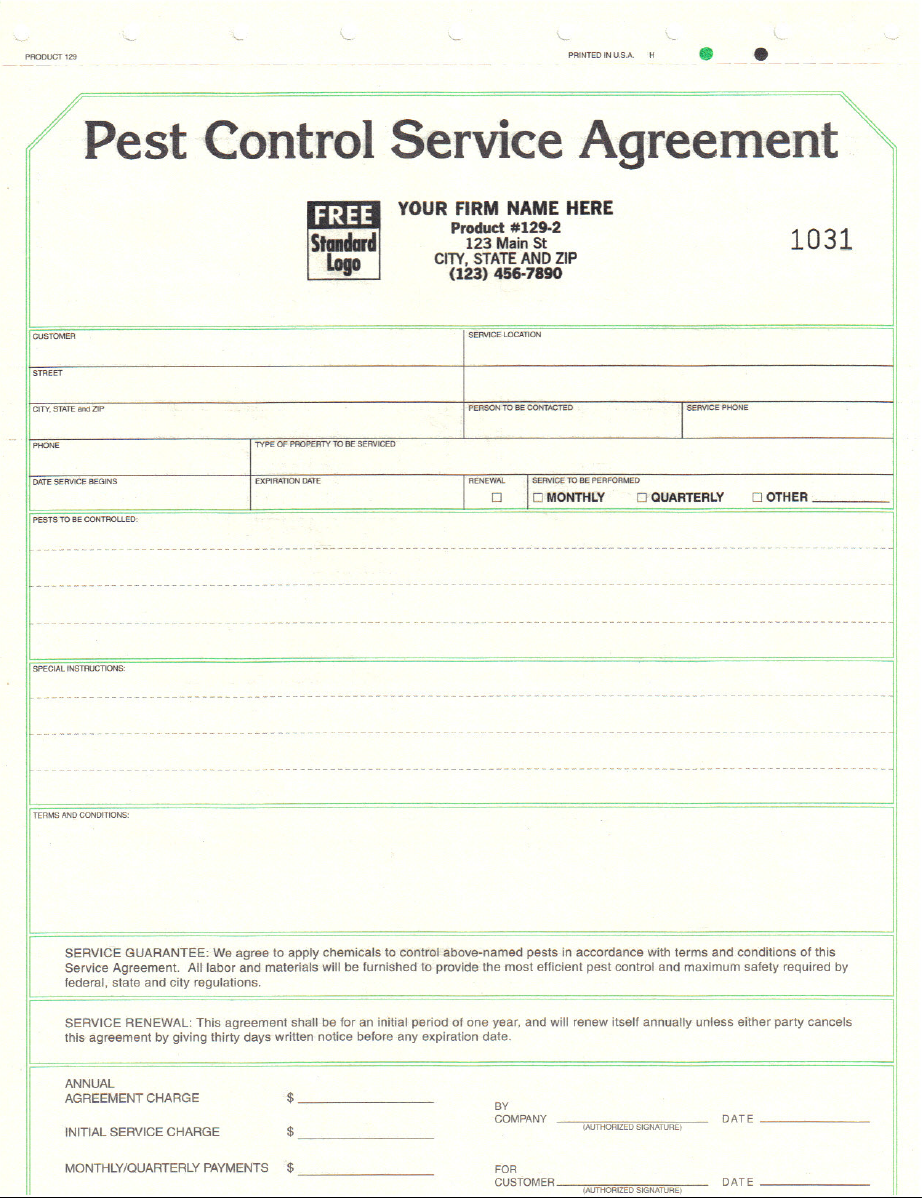 20 Beautiful Pest Control Agreement Sample